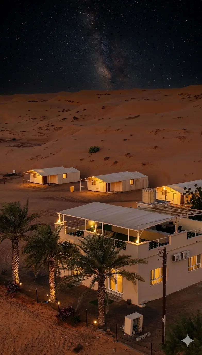Desert retreat at night